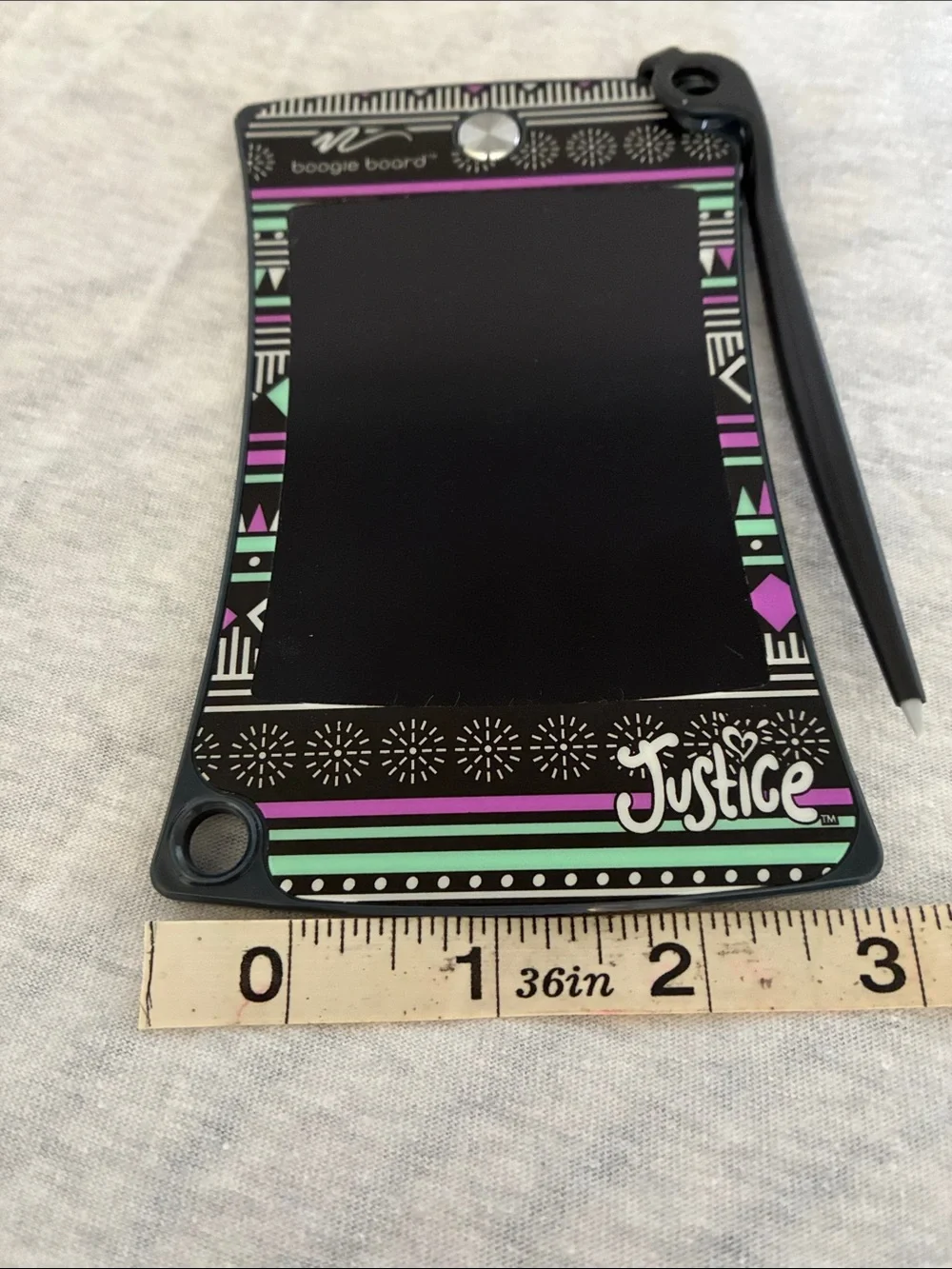 Justice Black LCD Doodle Tablet with Mint Green and Purple Accents